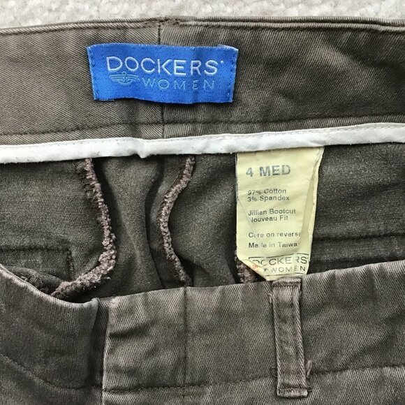 DOCKERS JILLIAN BOOT CUT DARK TAN SIZE 4 PANTS - Picture 3 of 4